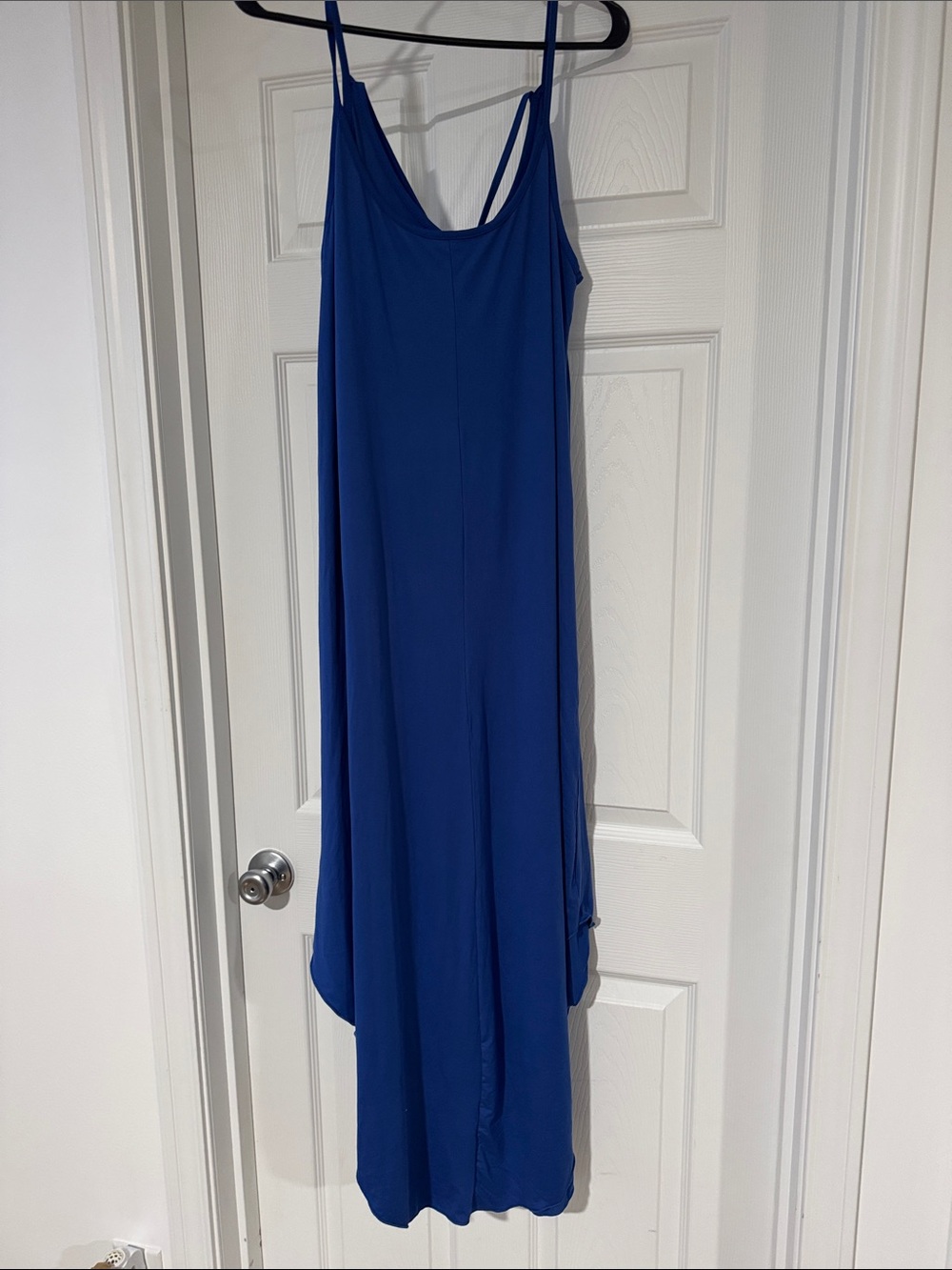 Classic Blue Slip Maxi Dress with Spaghetti Straps and halter tie